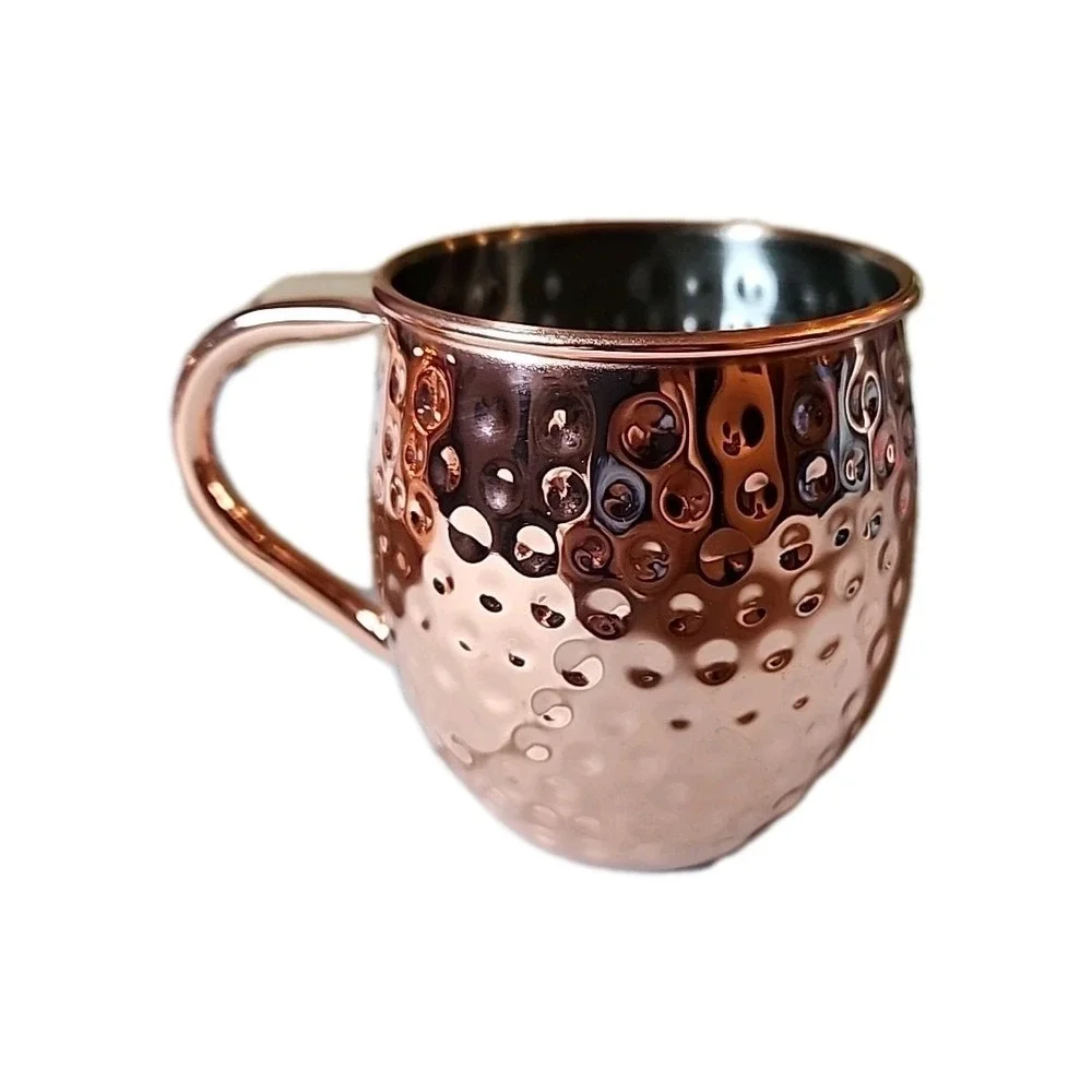 New Lot 2 Moscow Mule Copper Mugs 16oz Cups Stainless Steel Hammered Finish